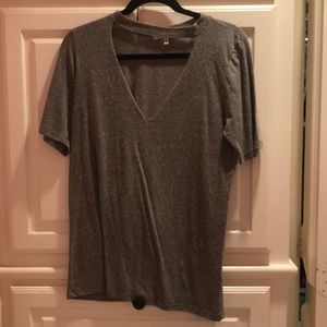 Gray v-Neck cut out shirt